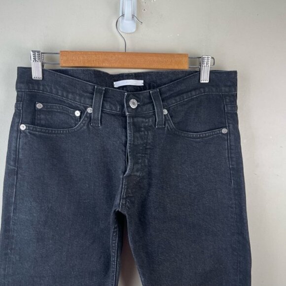 Helmet Lang black UNISEX mid rise button fly raw hem straight leg jeans M/32W/29 - Picture 3 of 11